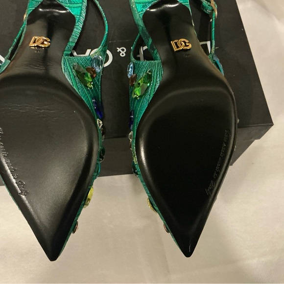 Dolce & Gabbana Emerald Green Embellished Heels - Picture 7 of 8